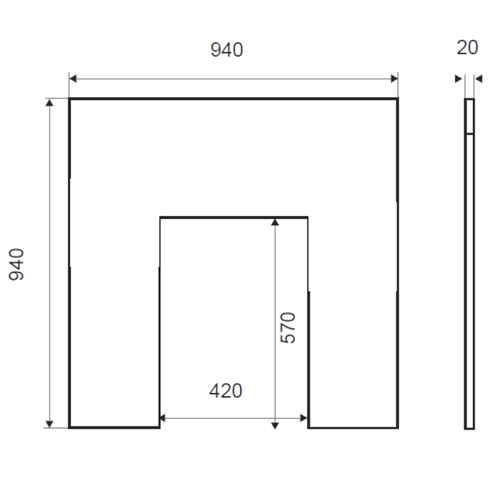 Picture of 37" x 37" Black Granite Back Panel - Gas / Electric Fires Only