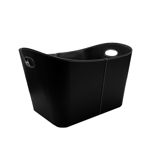 Picture of Large Black Leather Look Log Basket